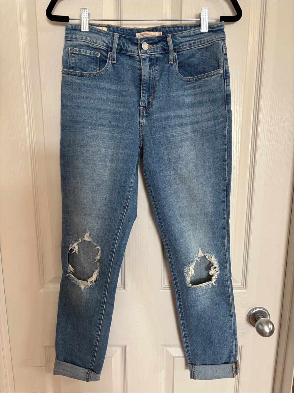 Levi's Light Blue High-Rise Distressed Slim Jeans